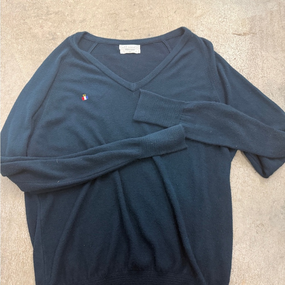 Dior Women's Dark Blue V-Neck Sweater